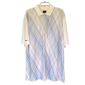 Greg Norman Diamond Striped Play Dry Short Sleeves Polo Shirt (Size L)
